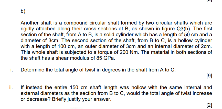 14 B Another Shaft Is A Compound Circular Shaft Formed By Two Circular Shafts Which Are Rigidly Attached Along Their Cr 1