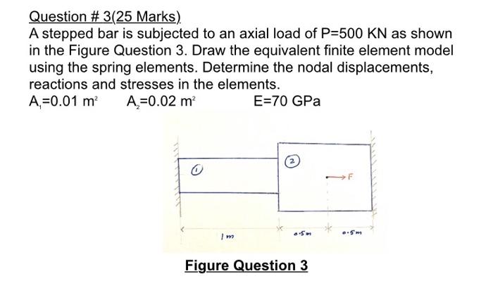 Question 3 25 Marks A Stepped Bar Is Subjected To An Axial Load Of P 500 Kn As Shown In The Figure Question 3 Draw T 1