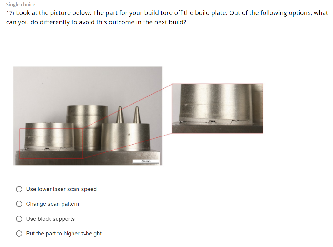 Single Choice 17 Look At The Picture Below The Part For Your Build Tore Off The Build Plate Out Of The Following Opti 1