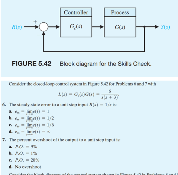 Controller Process R S Ge S G S Y S Figure 5 42 Block Diagram For The Skills Check B Essa Consider The Closed Lo 1