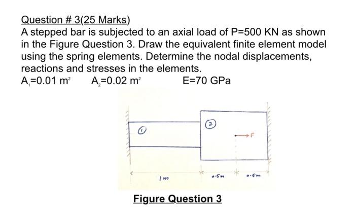 Question 3 25 Marks A Stepped Bar Is Subjected To An Axial Load Of P 500 Kn As Shown In The Figure Question 3 Draw T 1