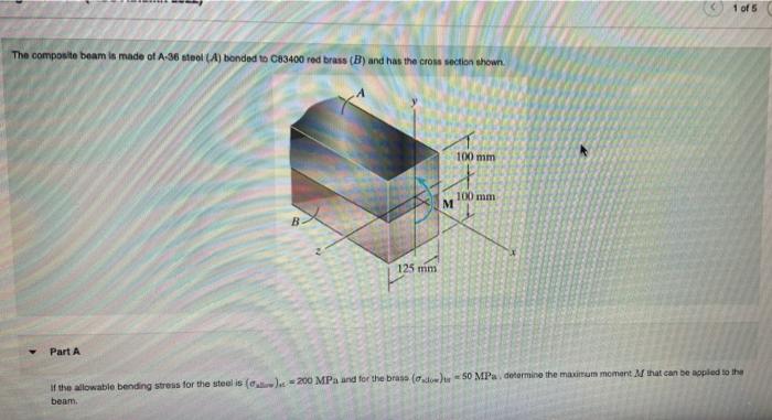 The Composite Beam Is Made Of A 36 Stool 1 Bonded To C83400 Red Brass B And Has The Cross Section Shown 100 Mm 100 3