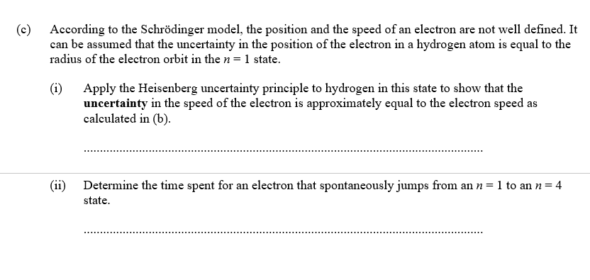 2 This Question Is About The Bohr Model Of The Hydrogen Atom And The Heisenberg Uncertainty Principle In The Nth Energ 2