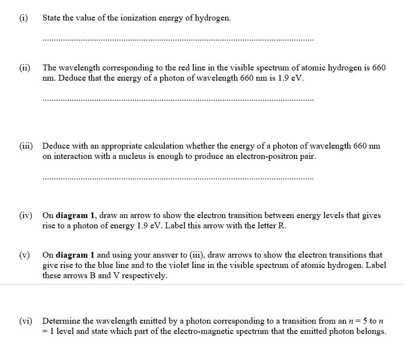 3 This Question Is About Energy Levels And Atomic Models A Diagram 1 Below Shows Some Of The Energy Levels Measured 2