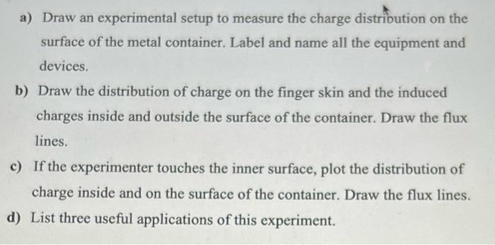 Question 1 An Experimenter Is Positively Charged With Static Electricity He Intends To Measure The Static Charge Of His 2