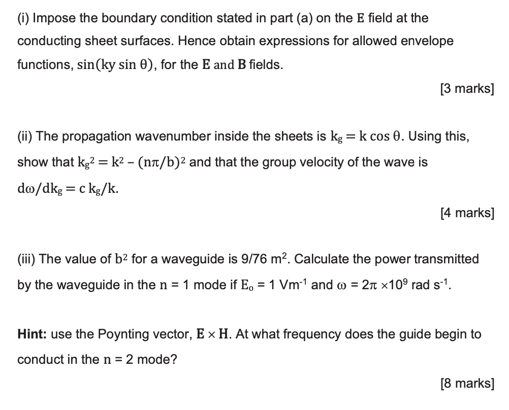 Electromagnetic Theory Required Boundary Condition From A Is E Parallel Left E Parallel Right 2020 Q2 B 2