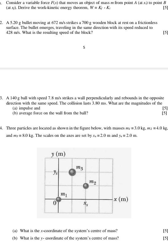 1 Consider A Variable Force F X That Moves An Object Of Mass M From Point A At Xi To Point B At Xf Derive The Wor 1
