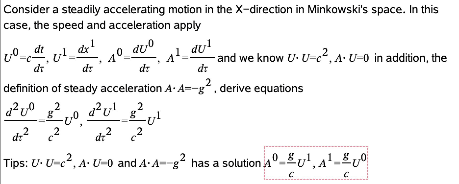 Ul Do Duo 9 Consider A Steadily Accelerating Motion In The X Direction In Minkowski S Space In This Case The Speed 1