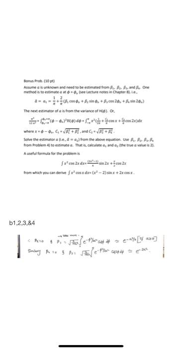 Bonus Prob 30 Assume A Is Unknown And Need To Be Estimated From B B Brand One Method Is To Estimate A Atsee Lecture 1