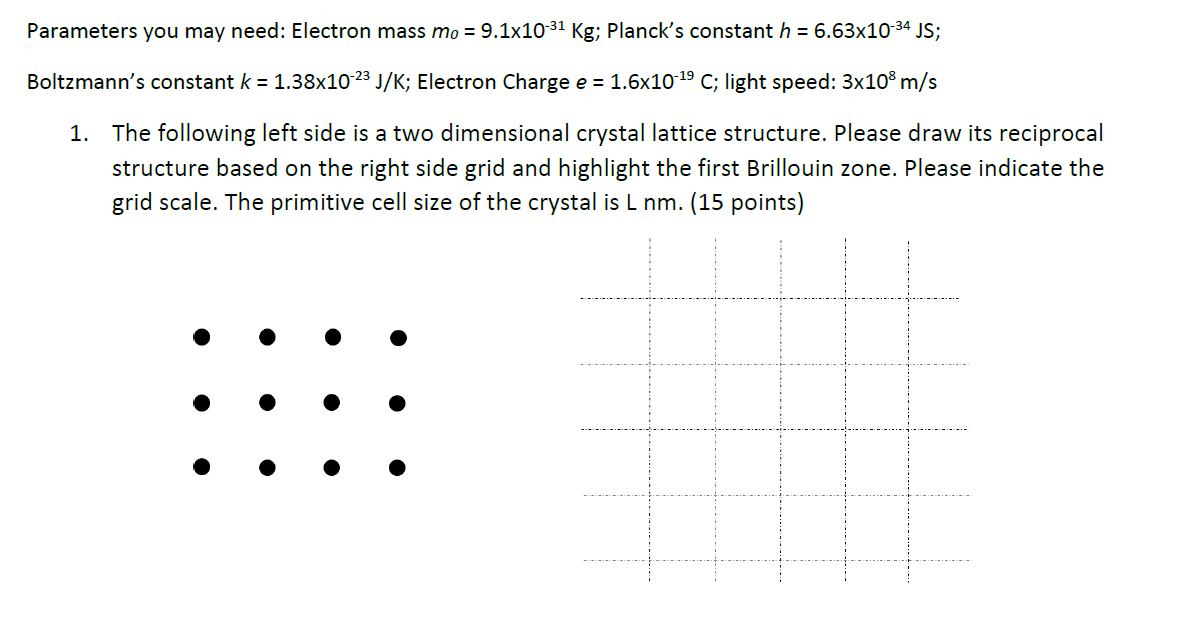 Parameters You May Need Electron Mass Mo 9 1x10 31 Kg Planck S Constant H 6 63x10 34 Js Boltzmann S Constant K 1