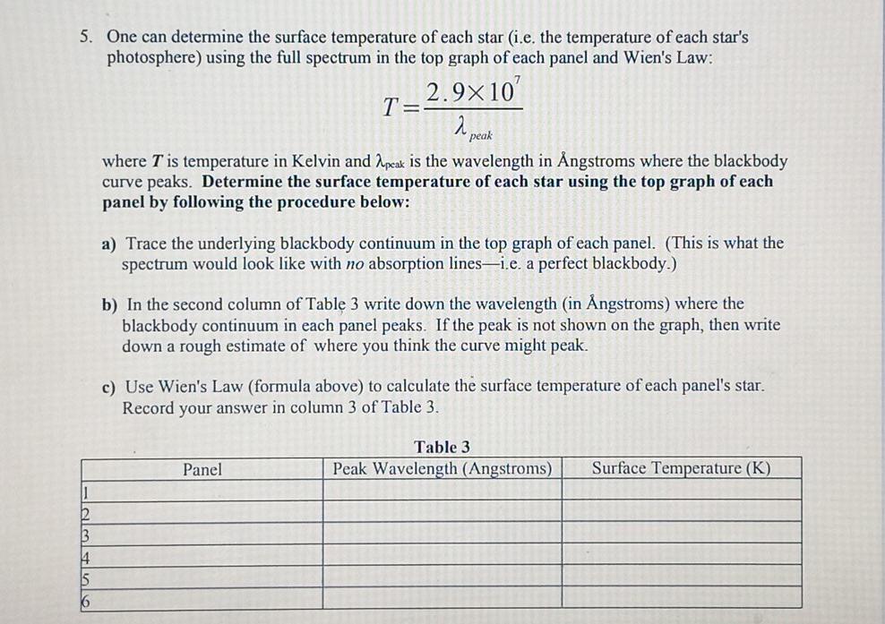 5 One Can Determine The Surface Temperature Of Each Star I E The Temperature Of Each Star S Photosphere Using The Fu 1