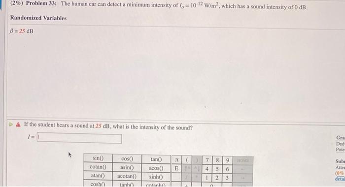 2 Problem 33 The Human Ear Can Detect A Minimum Intensity Of I 10 12 W M Which Has A Sound Intensity Of O Db R 1