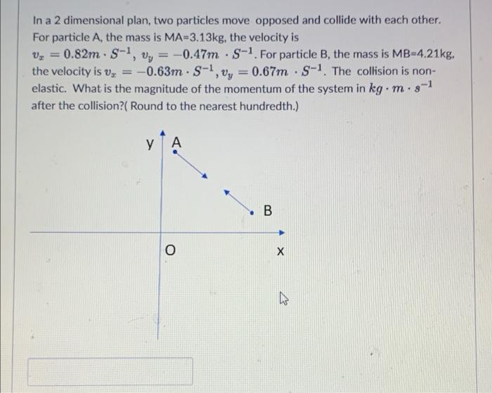 Vy In A 2 Dimensional Plan Two Particles Move Opposed And Collide With Each Other For Particle A The Mass Is Ma 3 1 1