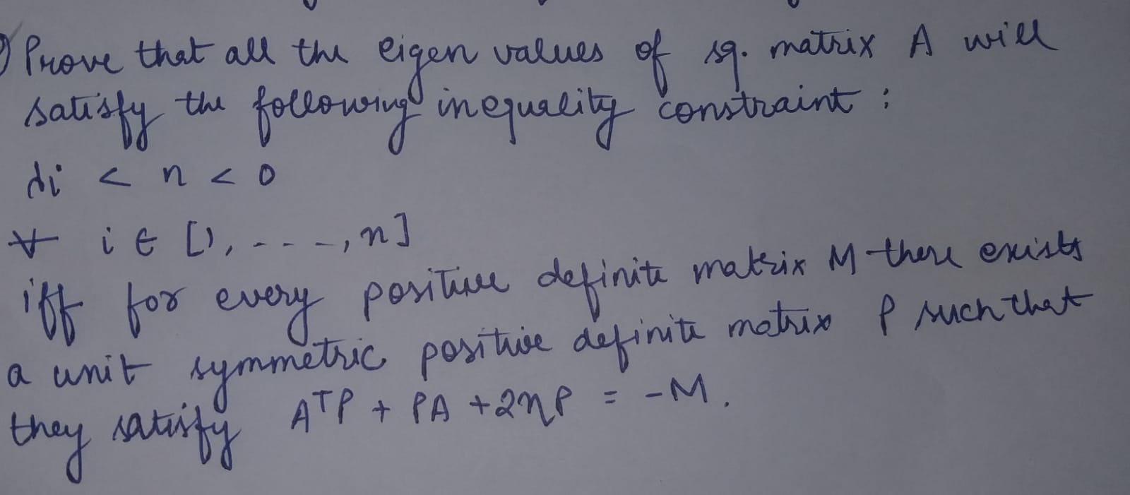 Values The 9 Prove That All The Eigen Of Sg Matrix A Will Satisfy Following Inequality Constraint Di Anco T It 1