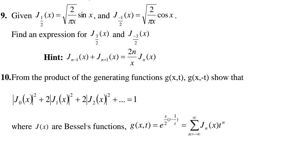9 Given J X 2 Sin X And J X Cos X 77x 7tx 2 Find An Expression For 13 X And J 3 X 2 2 2n Hint In X 1