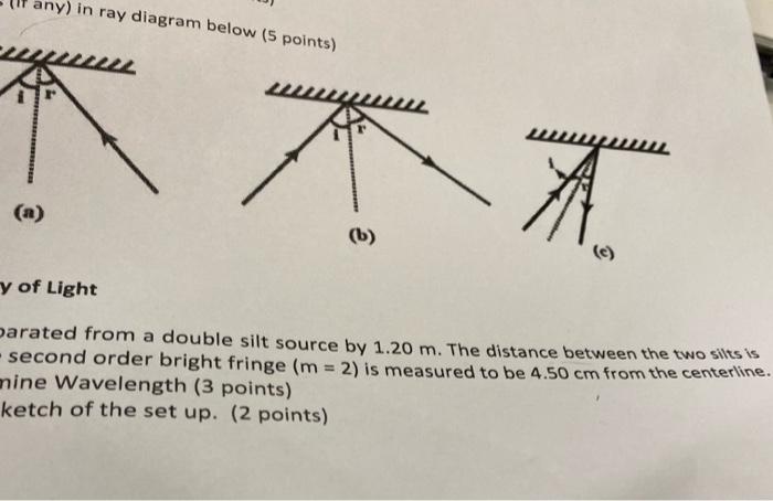 In Ray Diagram Below 5 Points X Ae A U B Y Of Light Barated From A Double Silt Source By 1 20 M The Distance Between 1