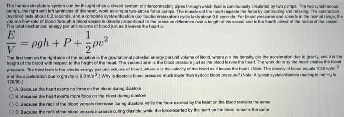The Human Circulatory System Can Be Thought Of As A Closed System Of Interconnecting Pipes Through Which Fud Is Continuo 1