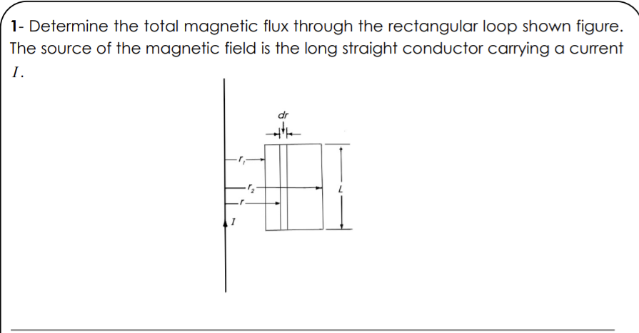 1 Determine The Total Magnetic Flux Through The Rectangular Loop Shown Figure The Source Of The Magnetic Field Is The 1