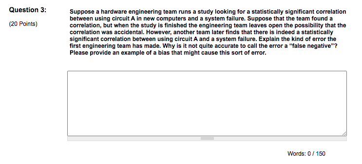 Question 3 20 Points Suppose A Hardware Engineering Team Runs A Study Looking For A Statistically Significant Correla 1