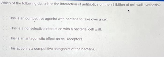 Which Of The Following Describes The Interaction Of Antibiotics On The Inhibition Of Cell Wall Synthesis This Is An Com 1