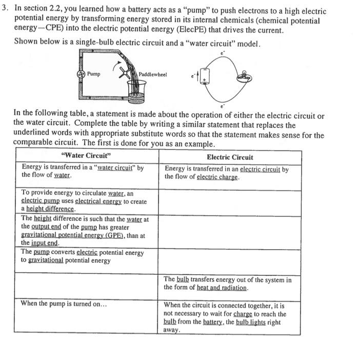 3 In Section 2 2 You Learned How A Battery Acts As A Pump To Push Electrons To A High Electric Potential Energy By T 1