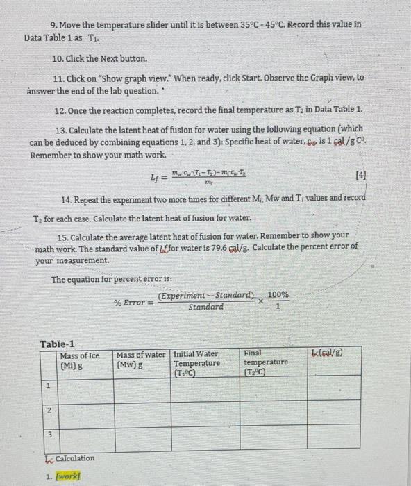 Procedure Part 1 Latent Heat Of Fusion For Water 1 For This Lab It Is Very Important That You Fully Read All Instructi 2