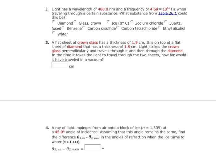 1 The Refractive Indices Of Materials A And B Have A Ratio Of Na N 1 20 The Speed Of Light In Material A Is 1 15 X 1 2