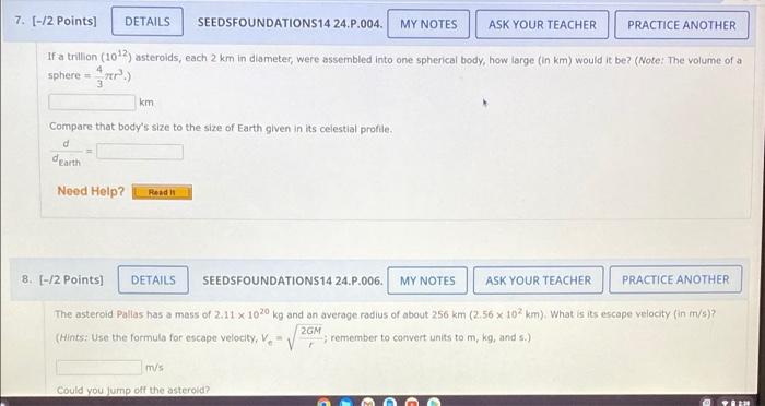 7 2 Points Details Seedsfoundations14 24 P 004 My Notes Ask Your Teacher Practice Another If A Trillion 10 2 Ast 2