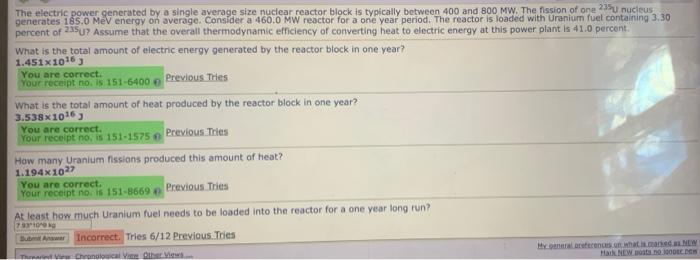 The Electric Power Generated By A Single Average Size Nuclear Reactor Block Is Typically Between 400 And 800 Mw The Fis 1