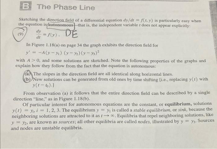 B The Phase Line Sketching The Direction Field Of A Differential Equation Dy Dt F T Y Is Particularly Easy When The 1