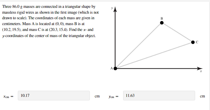 B Three 86 0 G Masses Are Connected In A Triangular Shape By Massless Rigid Wires As Shown In The First Image Which Is 1