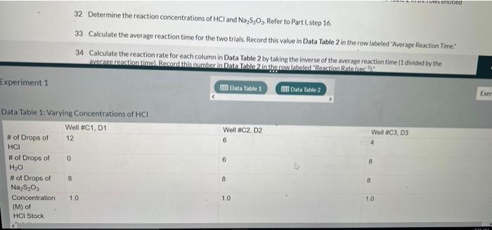 Exercise 1 Questions Question 1 Determine The Reaction Order For Hcl Using Calculations Described In The Background Se 4