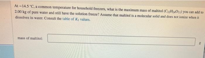 A Solution Is Made By Dissolving 0 620 Mol Of Nonelectrolyte Solute In 835 G Of Benzene Calculate The Freezing Point T 2