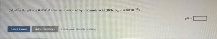 Calculate The Ph Of A 0 0126 M Aqueous Solution Of Formic Acid Hcooh K 1 8 10 Ph Calculate The Ph Of 0 437 M 2