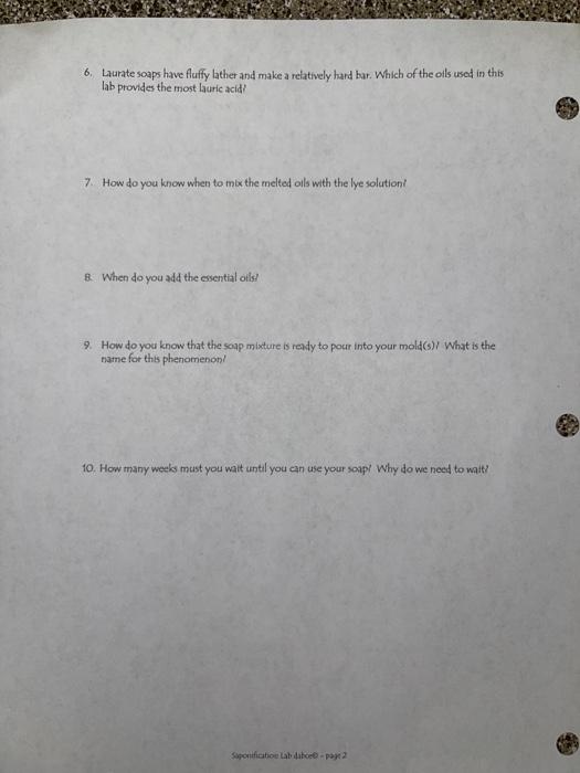 Chem 309 Name Saponification Of Plant Triglycerides Pre Lab This Pre Lab Assignment Is Due At The Beginning Of The Lab S 2