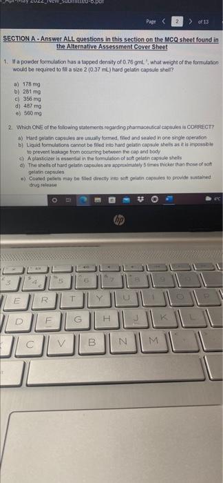Sumcuo Por Page 2 Section A Answer All Questions In This Section On The Mcq Sheet Found In The Alternative Assessment 1