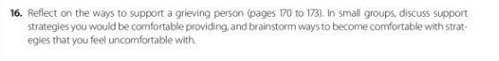 16 Reflect On The Ways To Support A Grieving Person Pages 170 To 173 In Small Groups Discuss Support Strategies You 1