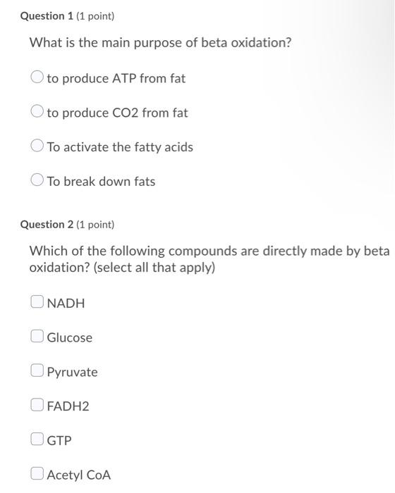 Question 3 1 Point Recall That There Are Four Major Steps In Glucose Metabolism At Which Of The Four Steps Do Product 2