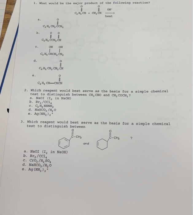 7 Which Reagents Would You Se To Synthesie Und By It Condensation C1 Colecam Com Cesk And Cach B Ch Cho And Ccm 6