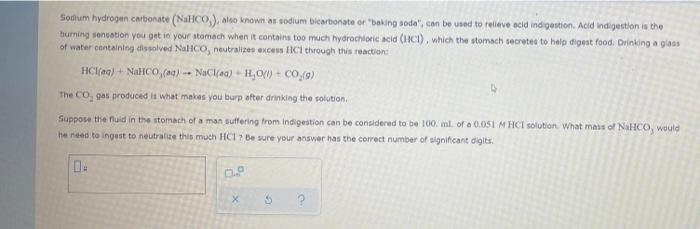 Sodium Hydrogen Carbonate Nahco Also Known As Sodium Bicarbonate Or Baking Soda Can Be Used To Relieve Acid Indige 1