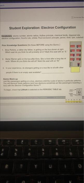 Student Exploration Electron Configuration Vocabulary Numbe Atomic Radius A Principi Chemical Amily Diagonal Rule Cr 1