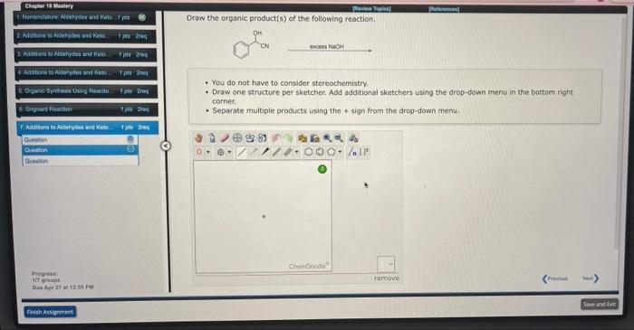 Chapter 6 Mastery 5 Nomenclature Alcoyant Keep Pariar T Draw The Organic Product S Of The Following Reaction 2 Adato 1