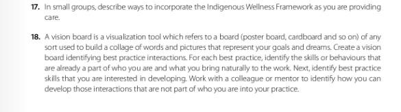 17 In Small Groups Describe Ways To Incorporate The Indigenous Wellness Framework As You Are Providing Care 18 A Vis 1