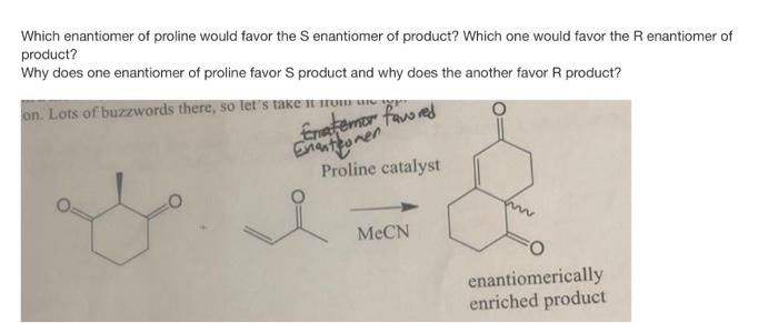 Which Enantiomer Of Proline Would Favor The Senantiomer Of Product Which One Would Favor The Renantiomer Of Product Wh 1