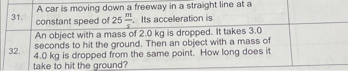 31 M S A Car Is Moving Down A Freeway In A Straight Line At A Constant Speed Of 25 Its Acceleration Is An Object With 1