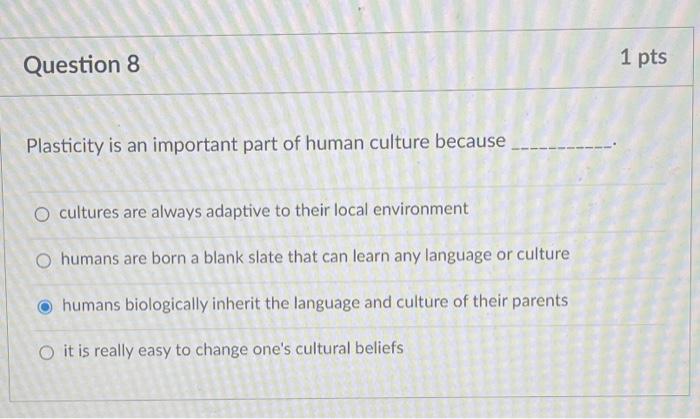 1 Pts Question 10 As Children We Experience The Process Of Where We Actively And Passively Learn The Beliefs And Practic 1
