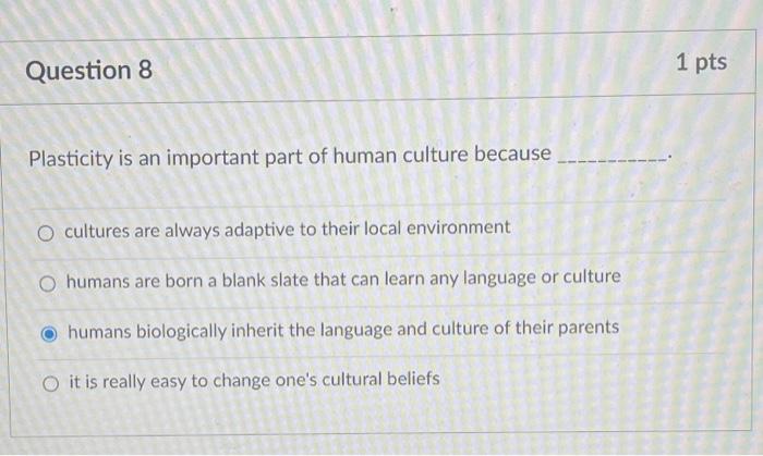 1 Pts Question 10 As Children We Experience The Process Of Where We Actively And Passively Learn The Beliefs And Practic 1