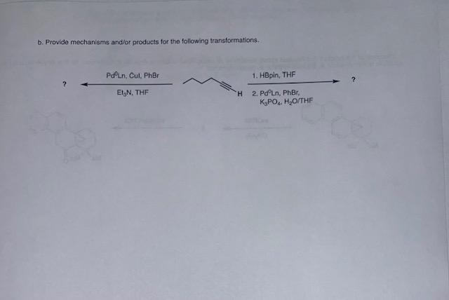 B Provide Mechanisms And Or Products For The Following Transformations Pdoln Cul Phbr 1 Hbpin The Ein The H 2 Po 1