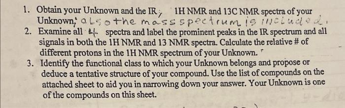 De Chem 204l List Of Unknowns Structure Determination Experiment Aniline Diphenylamine Heptanol 2 Butanene Cyclohexan 3