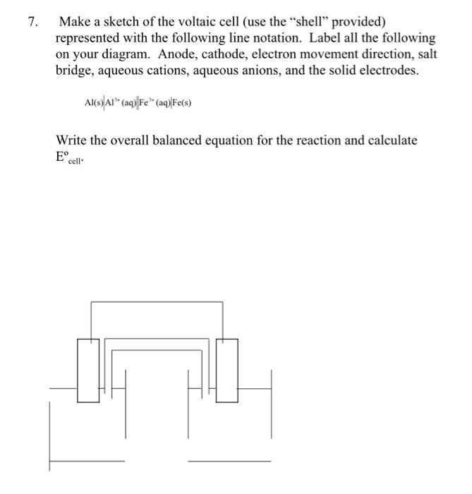 7 Make A Sketch Of The Voltaic Cell Use The Shell Provided Represented With The Following Line Notation Label All 1